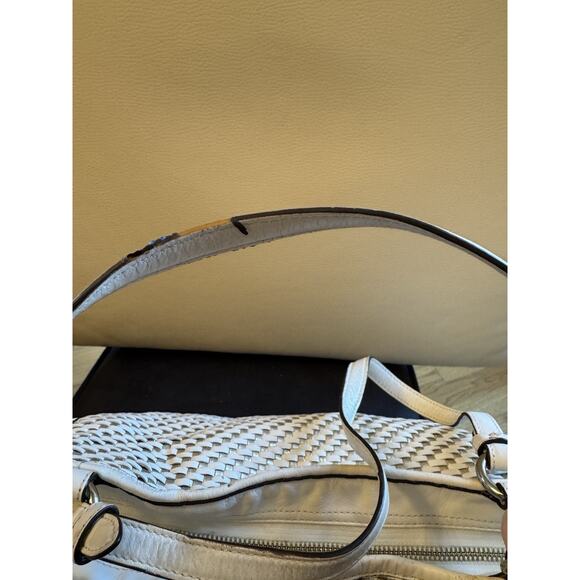 Coach Park Woven Leather Zip Top Tote, in White With Silver - Picture 16 of 16